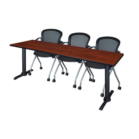 Cain Rectangle Tables > Training Tables > Cain Training Table & Chair Sets, 84 W, 24 L, 29 H, Cherry MTRCT8424CH23BK